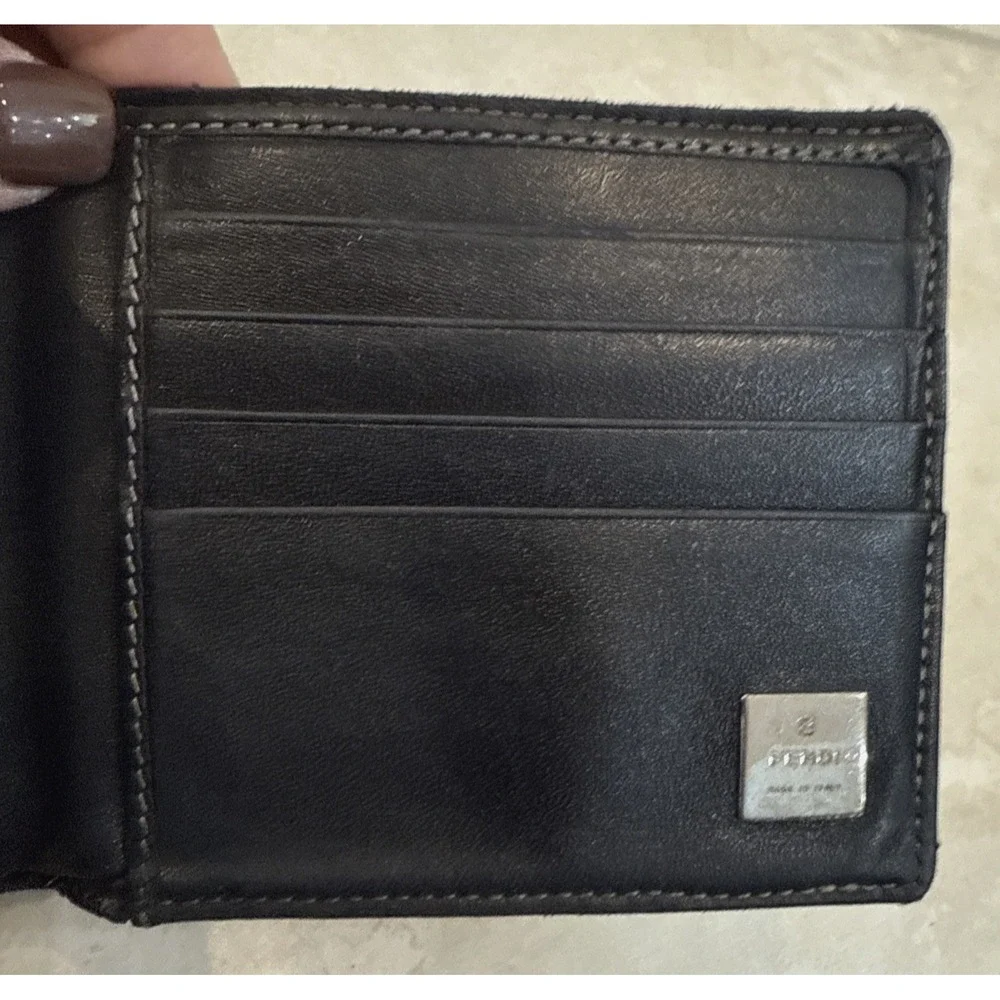VTG Fendi Zucca‎ Monogram Bifold Logo Wallet Brown Canvas & Leather Italy *See